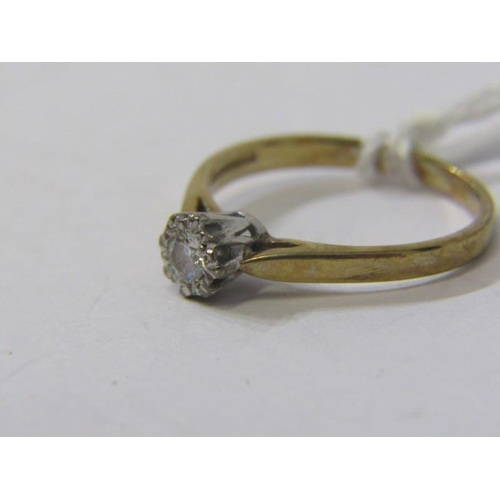 342 - SOLITAIRE DIAMOND RING, set in 9ct yellow gold, size M