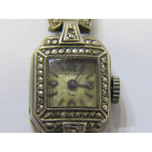 350 - ART DECO WRIST WATCHES, Roane gold cased wrist watch on plated bracelet, together with a Tempo sterl... 