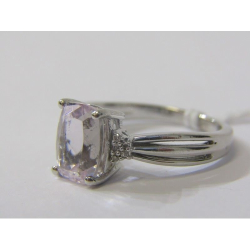 353 - MORGANITE RING, 18ct white gold ring, set a large rectangular form morganite, size Q/R