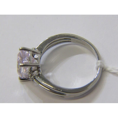 353 - MORGANITE RING, 18ct white gold ring, set a large rectangular form morganite, size Q/R