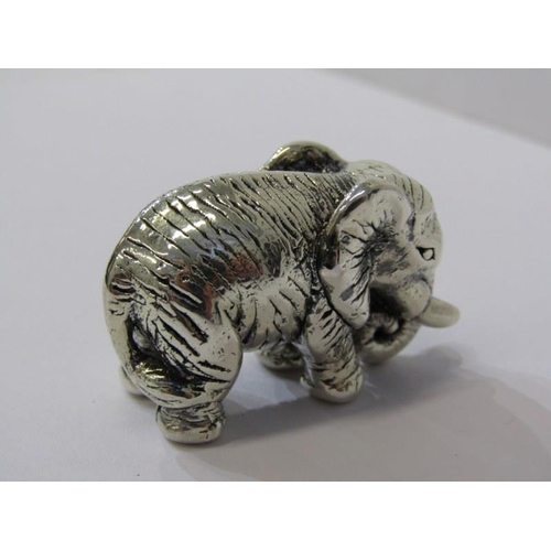 357 - SILVER ELEPHANT FIGURE, silver bull elephant, stamped 