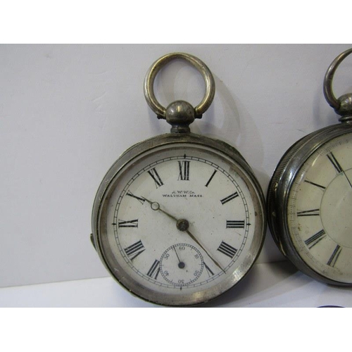 358 - SILVER CASED KEY WIND POCKET WATCHES, 2 silver cased key wind pocket watches, 1 by Waltham with seco... 