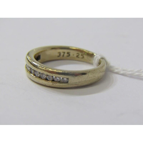 361 - HALF ETERNITY RING, 9ct yellow gold ring, set a line of diamonds totalling 0.25ct, size K