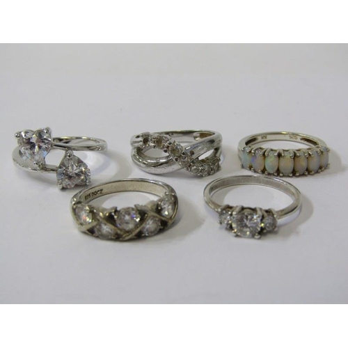 364 - 5 STONESET SILVER RINGS, 5 assorted stoneset rings, various sizes