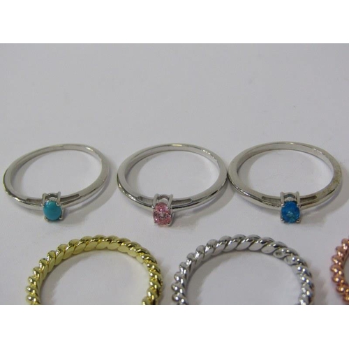 372 - 6 SILVER RINGS, 6 assorted silver and silver gilt rings, 3 stoneset