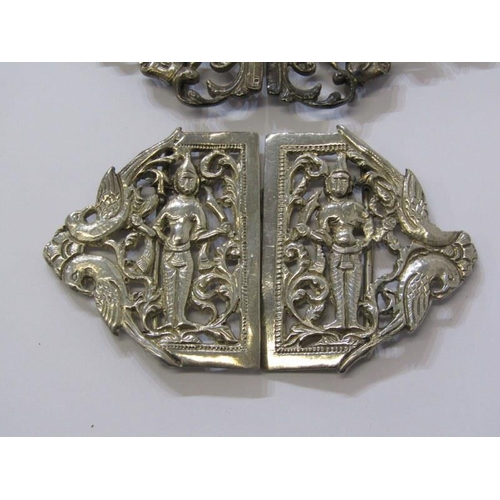 384 - SILVER NURSE'S BUCKLE, HM silver nurse's buckle with foliate decoration, also a similar Eastern whit... 