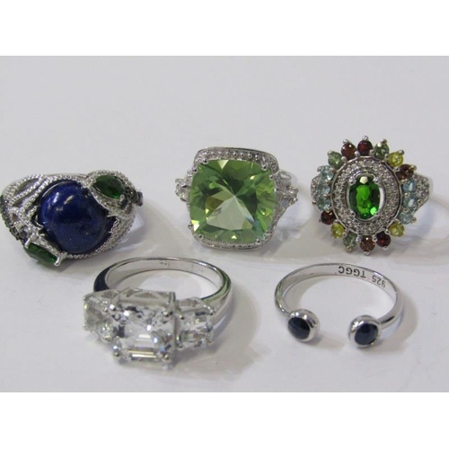 401A - 5 SILVER RINGS, 5 assorted silver stoneset rings, various sizes