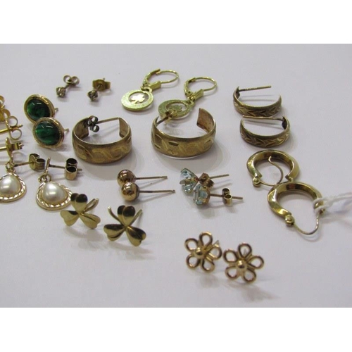 402A - GOLD & YELLOW METAL EARRINGS, various gold and yellow metal earrings, approximately 7 pairs and some... 