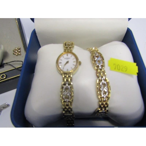 418 - LADIES DRESS WATCHES, Rotary lady's wrist watch with matching bracelet, in box with warranty card, A... 