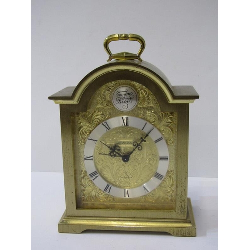 420 - MANTEL CLOCK, onyx gilt decorated mantel clock with Swiss lever escapement, together with 1 other cl... 