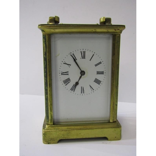 429 - CARRIAGE CLOCK, brass cased bevel glass carriage clock, 11cm height