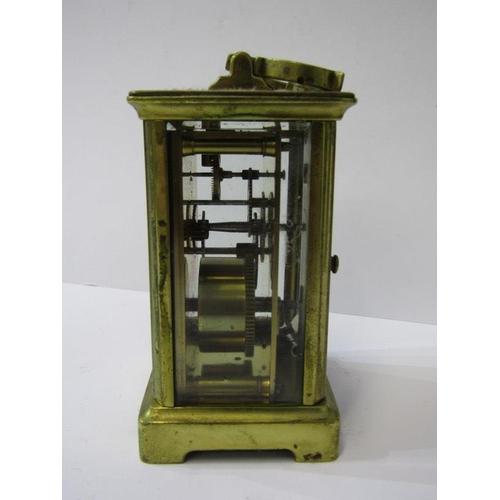 429 - CARRIAGE CLOCK, brass cased bevel glass carriage clock, 11cm height