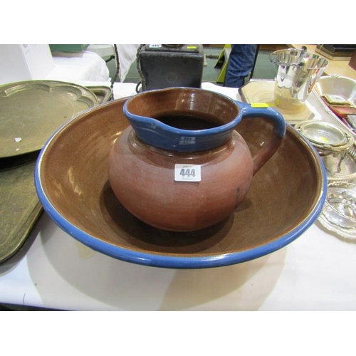 444 - BRANNAM POTTERY, blue glaze rim toilet jug and basin