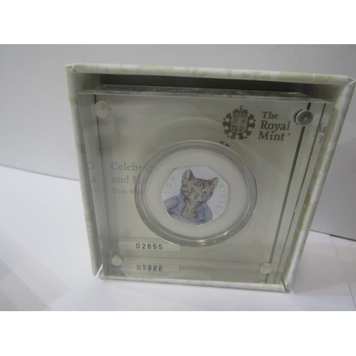 57 - 2 X ROYAL MINT BEATRIX POTTER SILVER PROOF 50 PENCE COINS, 2017 