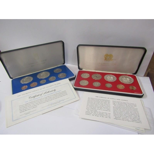 60 - 1980 PAPUA NEW GUINEA PROOF 9-COIN SET, with full silver 10 Kina & half silver 5 Kina & 1979 Solomon... 