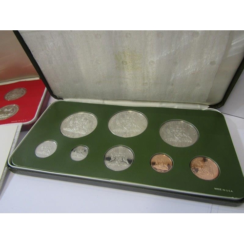 61 - 1975 TRINIDAD & TOBAGO PROOF 8 COIN SET, with full silver 10 & 5 Dollars & 1978 Liberia proof 8 coin... 