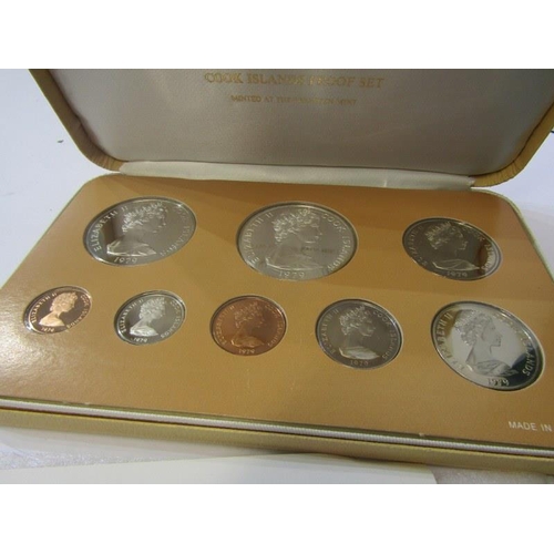 63 - 1979 COOK ISLANDS, proof 8 coin set with half silver five Dollars in Franklin Mint presentation case... 