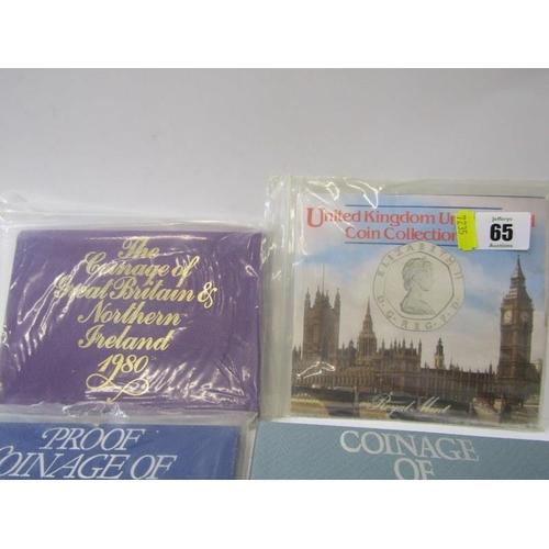 65 - 1978,1979,1980 Coinage of Great Britain & Northern Ireland coin sets, 1982 proof coin set of Great B... 