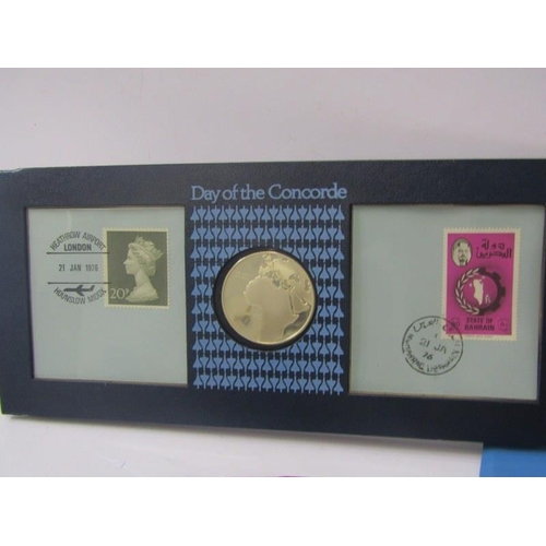 67 - USA BICENTENNIAL MEDALLIC FIRST DAY COVER, in wallet with CoA; 1976 Day Of Concorde Medallic First D... 