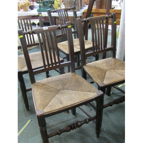 716 - 19th CENTURY DINING CHAIRS, set of 4 mahogany framed dining chairs with seagrass seats