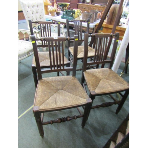 716 - 19th CENTURY DINING CHAIRS, set of 4 mahogany framed dining chairs with seagrass seats