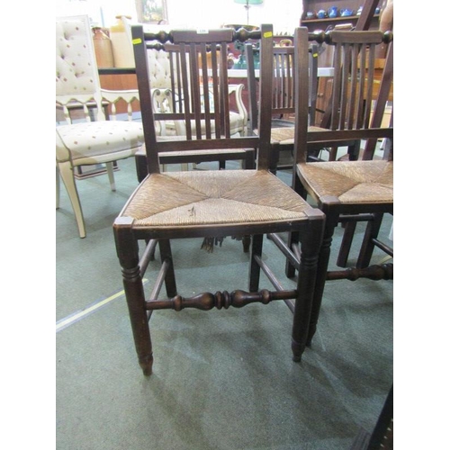 716 - 19th CENTURY DINING CHAIRS, set of 4 mahogany framed dining chairs with seagrass seats