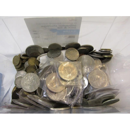 75 - A TUB OF MODERN CROWNS, half crowns, florins, shillings, sixpences & threepences, some modern sets &... 