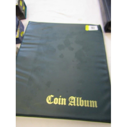 92 - GREEN COIN ALBUM OF MODERN GB & WORLD COINS including Coventry & Liverpool half penny tokens; crowns... 