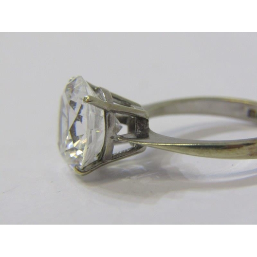 103 - 9ct WHITE GOLD CZ SOLITAIRE RING, size J/K