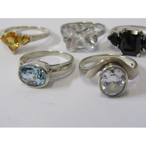 108 - SILVER RINGS, selection of 5 stoneset silver rings, various sizes