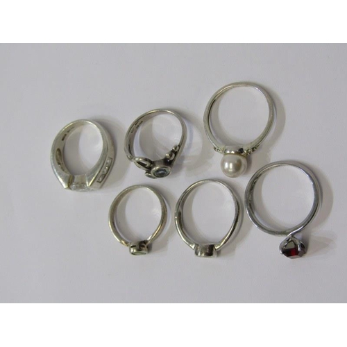 112 - SILVER RINGS, selection of 6 stone set silver rings, various sizes