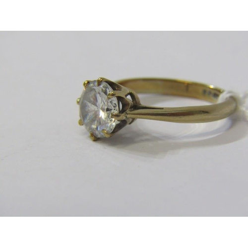 118 - 9ct YELLOW GOLD CZ SOLITAIRE RING, size L