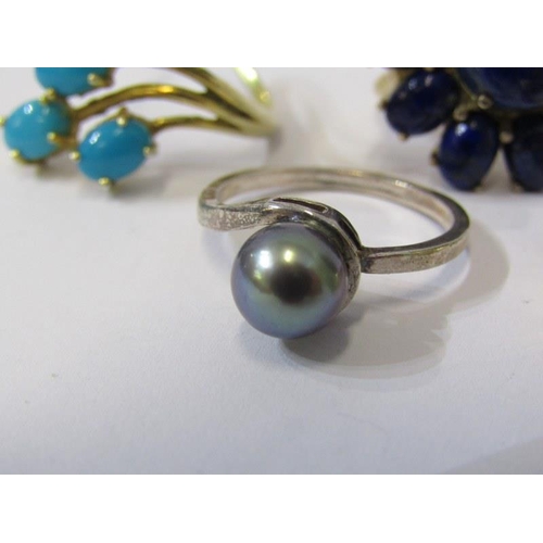 119 - SILVER RINGS, selection of 4 silver rings, 2 gold on silver, all stone set, 1 with pearl