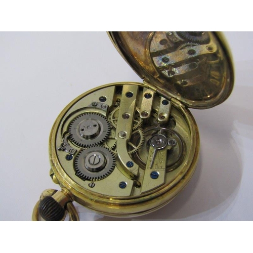 124 - 18ct GOLD CASED LADIES FOB WATCH, movement appears in working condition, top wind with pin set movem... 