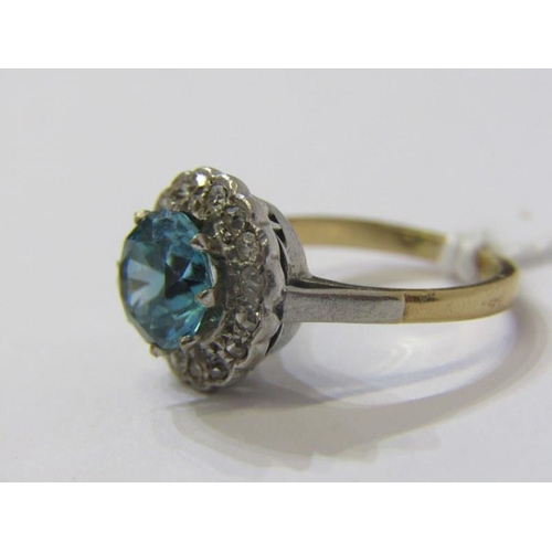 137 - 18ct GOLD & PLATINUM BLUE STONE & DIAMOND RING, principal large brilliant cut blue stone, possibly b... 