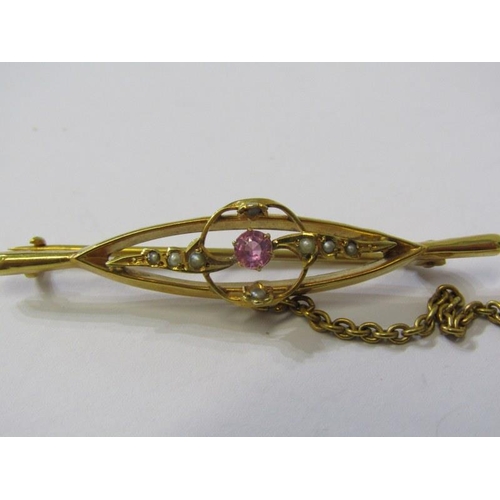 147 - 9ct GOLD ITEMS, to include 2 brooches and 1 heart locket, combined weight of approx 7 grams