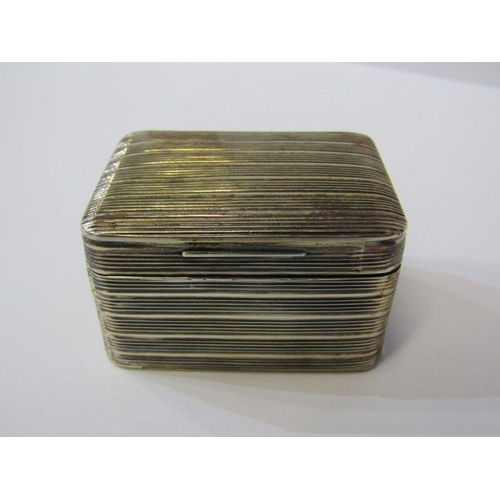 15 - GEORGIAN SILVER NUTMEG GRATER, rectangular single pot with lined decoration, Birmingham HM, 1811, ma... 