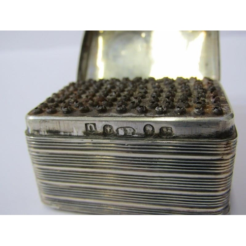 15 - GEORGIAN SILVER NUTMEG GRATER, rectangular single pot with lined decoration, Birmingham HM, 1811, ma... 