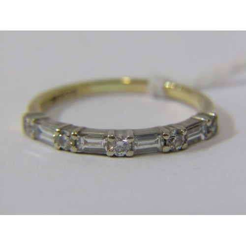 179 - 18ct DIAMOND HALF ETERNITY STYLE RING, 18ct yellow gold ring set 9 round brilliant cut and baguette ... 