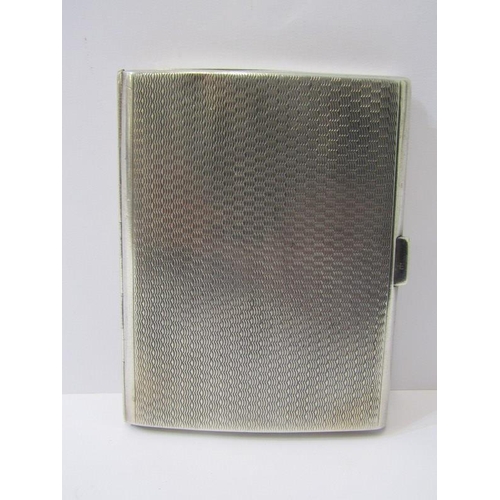 27 - ART DECO SILVER CIGARETTE CASE, with engine turned decoration, Birmingham 1928, 95 grams