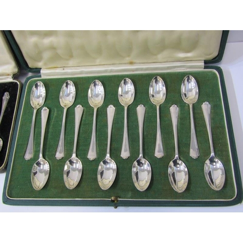 31 - 12 PIECE SILVER COFFEE SPOON SET, in a Harrods retail box, makers RWB, London, 1939, together with a... 