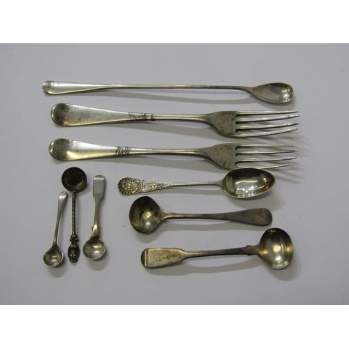 32 - PAIR OF GEORGIAN FORKS, pair of Georgian silver forks, possibly London 1770, also collection of silv... 