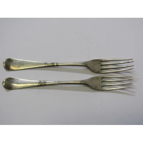 32 - PAIR OF GEORGIAN FORKS, pair of Georgian silver forks, possibly London 1770, also collection of silv... 