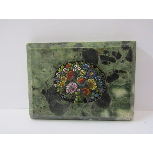 509 - MICRO MOSAIC PAPERWEIGHT, a floral design inlaid medallion marble paperweight, 9cm width, together w... 