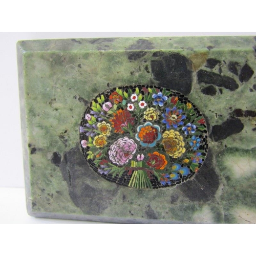 509 - MICRO MOSAIC PAPERWEIGHT, a floral design inlaid medallion marble paperweight, 9cm width, together w... 