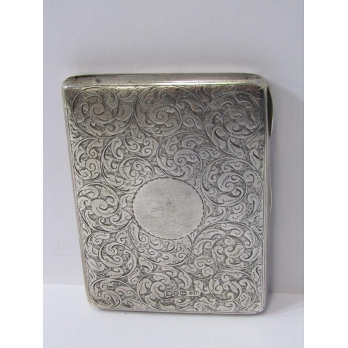 60 - VICTORIAN SILVER CARD CASE, foliate engraved decoration and fitted interior, Birmingham 1894, maker ... 