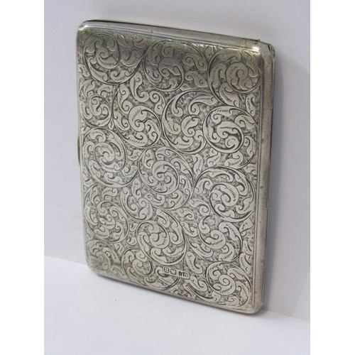 60 - VICTORIAN SILVER CARD CASE, foliate engraved decoration and fitted interior, Birmingham 1894, maker ... 