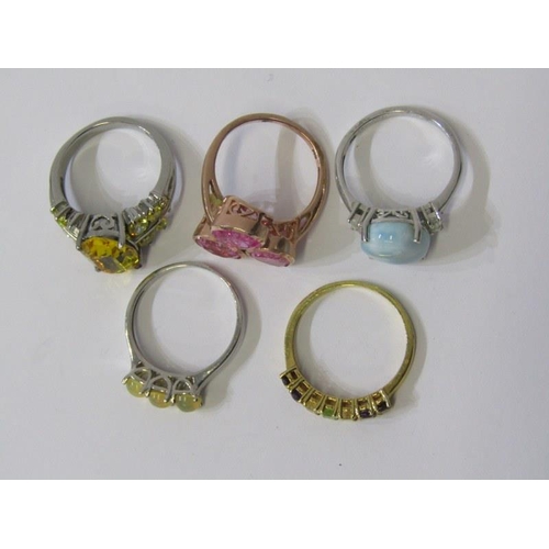 89 - SELECTION OF SILVER RINGS, 5 stoneset silver rings, including opal, topaz, etc