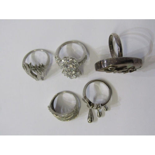 97 - SILVER RINGS, selection of 4 silver rings including mother-of-pearl, stone-set, etc