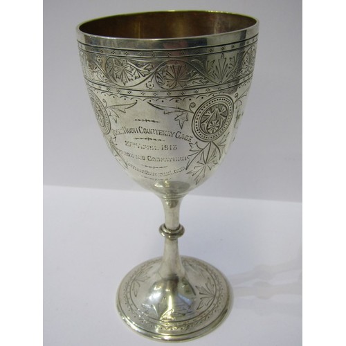 58 - SILVER CHRISTENING GOBLET, engraved decoration and gilded interior, 14cm height, 91 grams